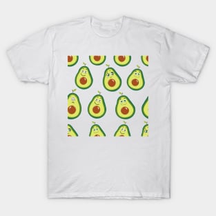 Avocados with cute expressions seamless pattern T-Shirt